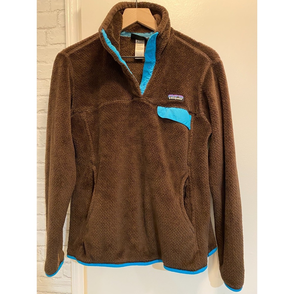 Patagonia Synchilla Snap T Pullover Womens Size M Fleece Jacket brown-blue.